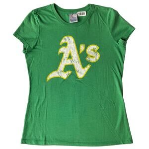 5th & Ocean Women’s Short Sleeve T-shirt Size S, Green, A’s
